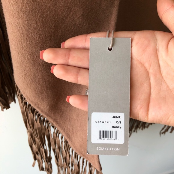 Soia & Kyo Brown Open Front Poncho With Frills - Picture 6 of 7